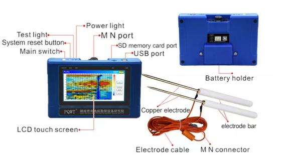 Pqwt-TC500 Geofysische Waterdetector 500 Meters 4000mAh-Machts