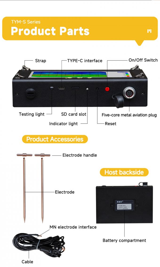 TYM S-serie Ondergrondse waterdetector Auto Graphing Resistivity Geofysische onderzoeksapparatuur 8