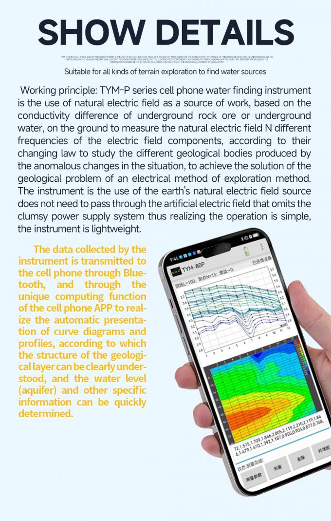 TYM P-serie Auto Mapping Boorgat Water Detector Machine Mobiele ondergrondse water detector 1